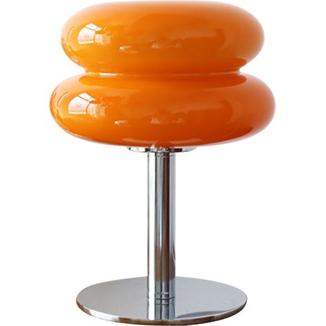 Lampe de table macaron en verre pour enfants, lampe de chevet USB trois couleurs à intensité variable pour chambre à coucher Orange