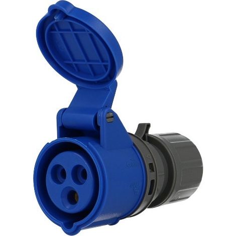 Solera – Prise femelle CEE monophasée 3 x 16A – Tension 230V – Indice de protection IP44 – Pour prolongateur extérieur