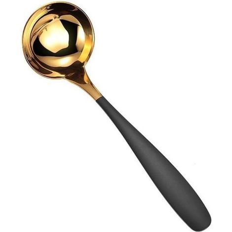 Cuillère De Service - Acier Inoxydable - Bol Noir - Manche Long - Pour Mélange Et Présentation - 1 Pièce (1/5)