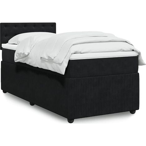 Boxspringbett mit Matratze Schwarz 80x200 cm Samt