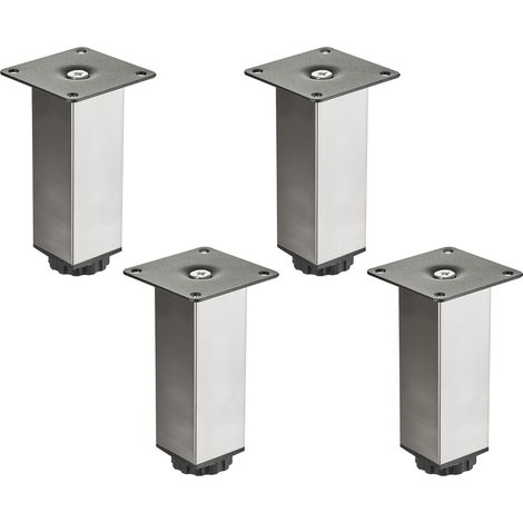 SOTECH Möbelfuß ZULU 38 x 38 x 120 mm Edelstahloptik, belastbar bis 100 kg pro Fuß, 4 Stück