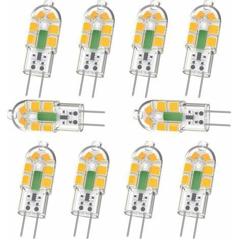 Ampoule G4, Ampoule G4 LED 2W 200LM, Équivalent 20W G4 Ampoule Halogène, Blanc Chaud 3000K, AC/DC 12V, Sans Scintillement, Non Dimmable, Lot de 10 (1/4)