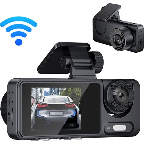 Rétroviseur Caméra Embarquée 3 Caméras Voiture - Dashcam Avant Arrière Intérieur 1080P - Caméra De Recul Angle Large (1/5)