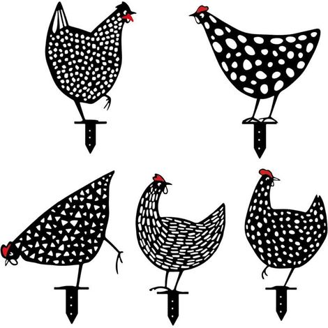 Décorations de poulet de jardin 5 pièces, coq en métal, décorations réalistes de pelouse de poule, art de ferme de poulet, allées de pelouse, trottoirs, décorations de jardin extéri