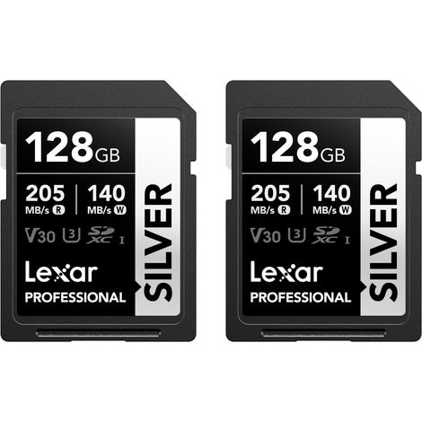 Lexar Silver Carte SD 256Go, UHS-I Carte SDXC Jusqu'à 205 Mo/s en Lecture, 140 Mo/s en écriture, V30, 4K UHD Video, U3, Classe 10, Carte Mémoire SDX (1/5)