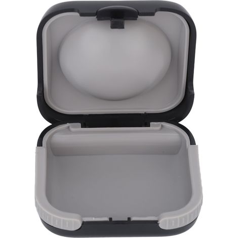 Étui pour appareil auditif noir en ABS, simple, portable et étanche, accessoire de rangement pour appareils auditifs destiné aux personnes âgées. (1/5)