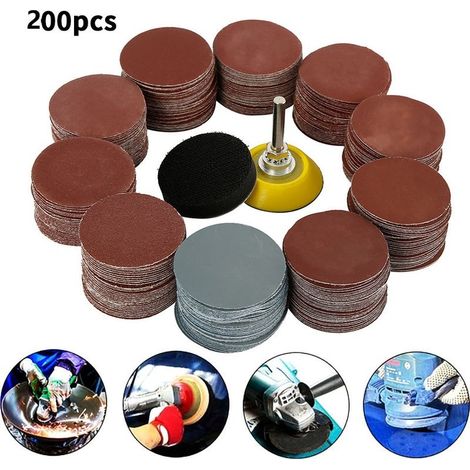 203 Pièces Disques Abrasifs 50mm Disques de Ponçage Grain 80 180 240 320 400 600 800 1000 2000 30000 pour Meulage Fraisage Gravure (1/5)
