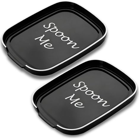 Spoon Rest, Spoon Holder for High Stove, Plastic Spoon Rest for Kitchen Countertop, 14.5 x 11 cm (Black) (1/5)