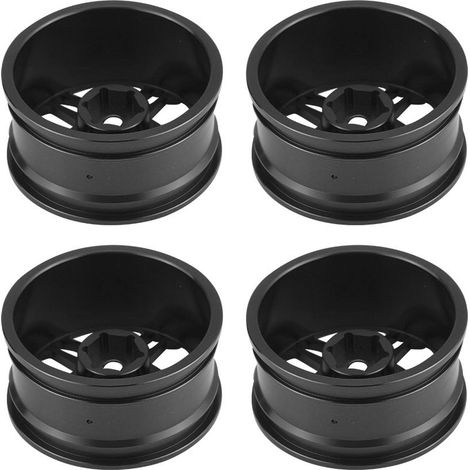 Ensemble de 4 pneus, moyeux et jantes en alliage d'aluminium pour voiture RC de drift 1:10 (noir) (1/5)