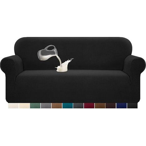 Drei schwarze, wasserdichte, elastische Liegestuhlbezüge mit rutschfestem Schaumstoff aus Jacquard-Gewebe (1/5)
