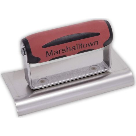 Frattazzo per bordi Marshalltown con estremità curve, R 13mm, L 16mm con manico DuraSoft in acciaio inossidabile, dimensioni del frattazzo: 152x76 mm