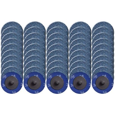 Lot de 50 disques abrasifs à changement rapide, 5,1 cm, disque de verrouillage en rouleau avec revêtement en oxyde de zirconium pour la préparation de surface (grain 36) (1/5)
