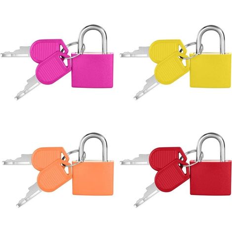4PCS Petit Cadenas à Bagage, Petit Cadenas avec 2 Clés, Multicolore Mini Cadenas à Bagage Cadenas Valise pour Bagage Valise, Petit Cadenas Valise pour Voyage/Valise/Casiers (30x23cm) (1/5)