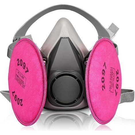 Masque Anti Poussiere Demi-Visage avec 2097 Filtre, Masque Respiratoire Réutilisable pour Peinture,Gaz,Travaux,Produit Chimique, Resine Epoxy,Ponçage, Travaux de Construction, Pulvérisation (1/5)