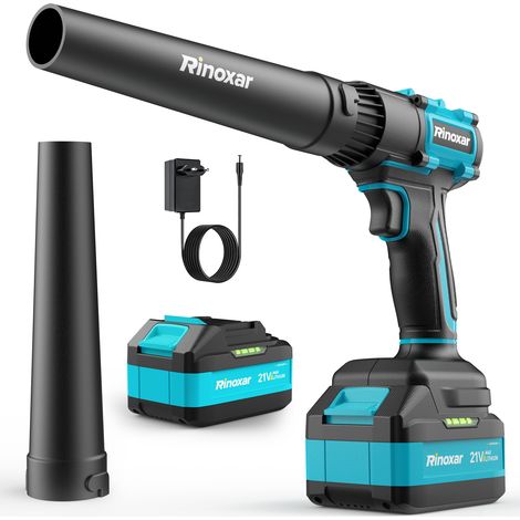 Rinoxar Mini-Akku-Laubbläser 18 V, Luftgeschwindigkeit 200 km/h, bürstenloser Motor, Akku mit 5200 mAh