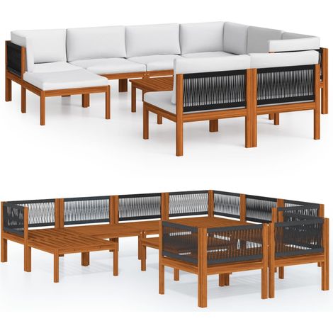 Maison Exclusive - 10-tlg. Garten-Lounge-Set mit Kissen Cremefarb