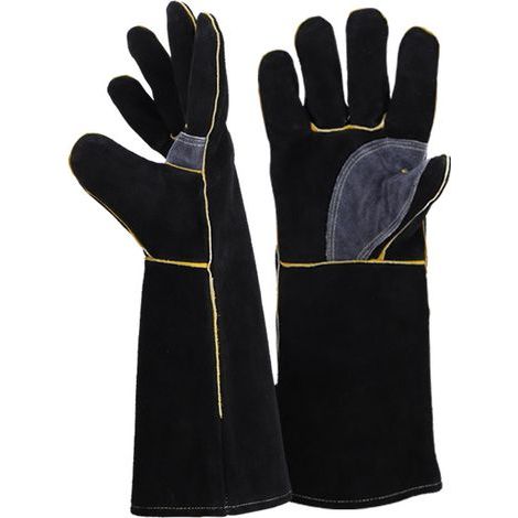 Gants extrêmement résistants au feu et à la chaleur, en cuir avec coutures Kevlar, idéaux pour les cheminées, poêles, fours, grills, soudures(4014.5cm)