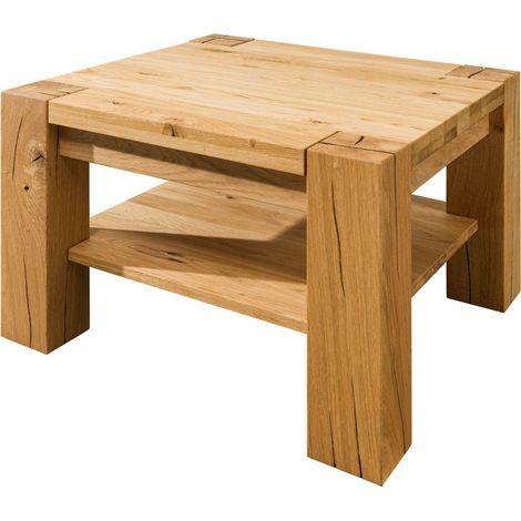 Tavolino da salotto in legno di quercia selvatica 70x70x45 oliato naturale KENT 114