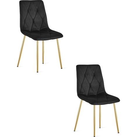 Fauteuil Libra - velours noir / pieds dorés x 2 (1/5)