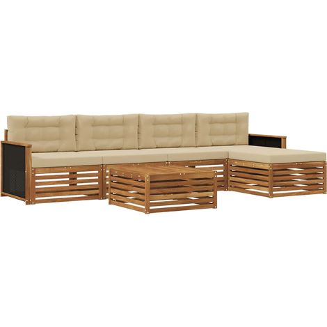 Outdoor-Sofagarnitur 6 pcs Natur und Beige 79 x 79 x 37 cm vidaXL