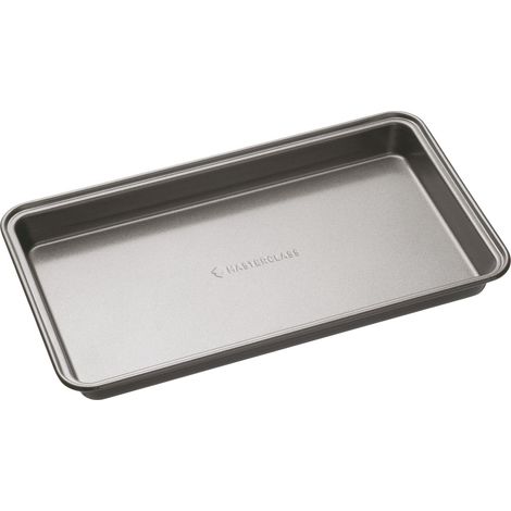 MasterClass Lata para Brownie con PTFE, PFOA y BPA Libre Antiadherente, Robusto Acero al Carbono de 1mm de Espesor, 34 x 20cm Bandeja Rectangular para Hornear