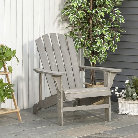 Chaise de jardin Adirondack, assise extra large, capacité de charge 150 kg, pour patio, terrasse, balcon, 78 x 89 x 88 cm, gris clair (1/5)
