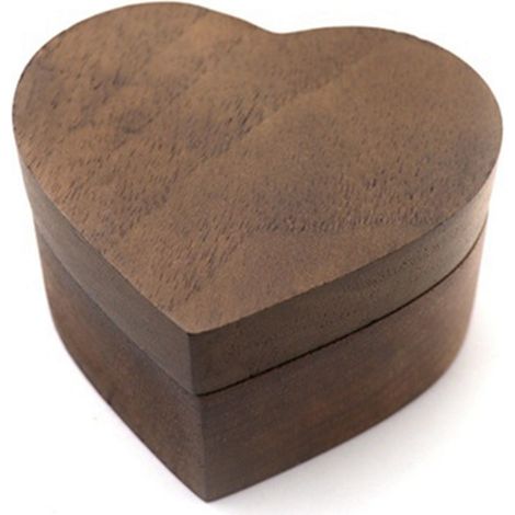Coffret Bague Bois Forme Coeur Noir Doublure Douce Surface Lisse Taille Compacte Portable Magnétique Mariage (1/5)