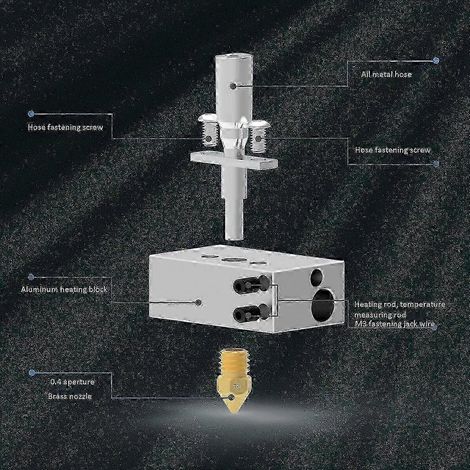 Kit d'extrudeuse Hotend amélioré compatible avec l'imprimante 3D M200. Comprend une buse de 0,4 mm et un bloc chauffant. WHBYV (1/4)