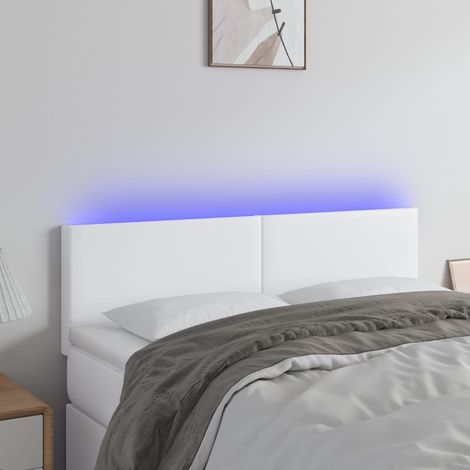 Cabecero con LED cuero sintético blanco 144x5x78/88 cm vidaXL (1/5)
