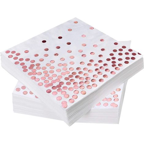50 roségoldene Papierservietten, Cocktailservietten 33 x 33 cm mit Roségold