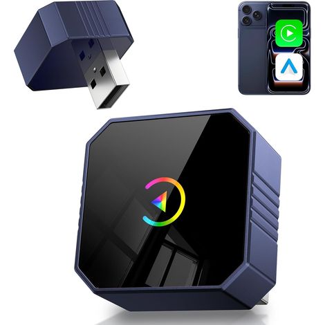Kabelgebundener zu kabelloser Apple CarPlay-Adapter – Plug & Play – kompatibel mit iPhone iOS 10+ und Android 11+ in Fahrzeugen ab Baujahr 2016. (1/4)