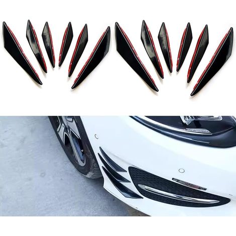 Lot de 12 Canards d'aileron universels – Séparateur de lèvres personnalisé pour Pare-Chocs Avant, Accessoires de décoration de carrosserie pour Voiture, VUS, Camion (Noir Brillant) (1/5)