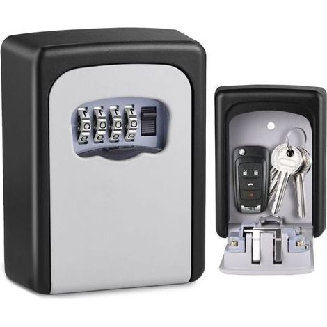 Boite à Clefs, Boite a Clefs Résistante aux Intempéries, Boîte à Clés Ultra Robuste avec Code à 4 Chiffres pour la Maison, Le Garage, Gris (1/5)