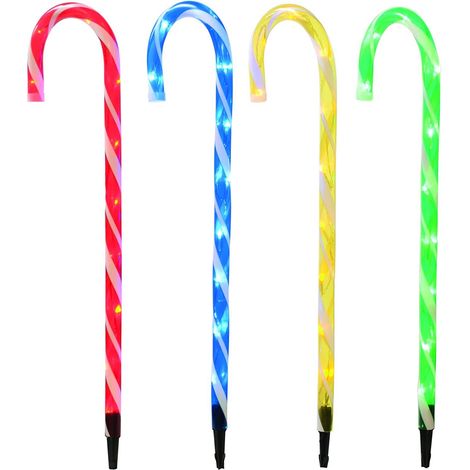 4Pcs Set LED Candy Cane Stake Multicolour 72cm (1/4)