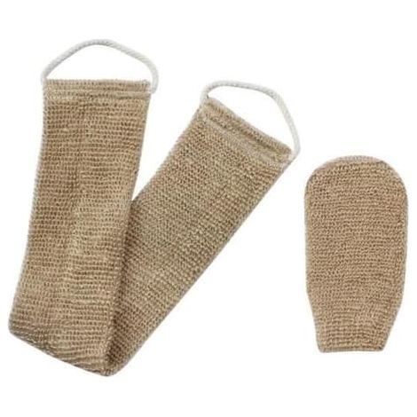 SABIR-Gant exfoliant pour le dos, gants en chanvre naturel avec crin de cheval pour le dos et le corps, bain, douche, pour hommes et femmes (1/4)
