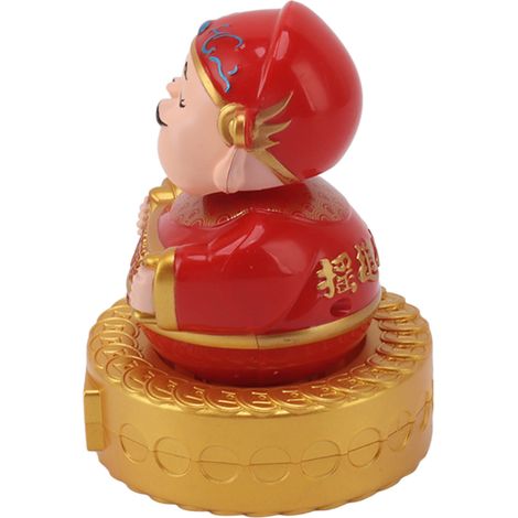 Statue de Cai Shen à tête oscillante solaire réaliste, sculpture décorative chinoise Feng Shui pour voiture (1/5)