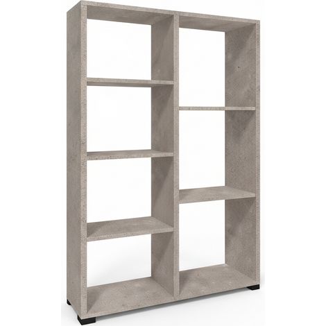 Libreria Scaffale Moderna 7 Ripiani Mobile Soggiorno 80x24x126.5 cm cemento