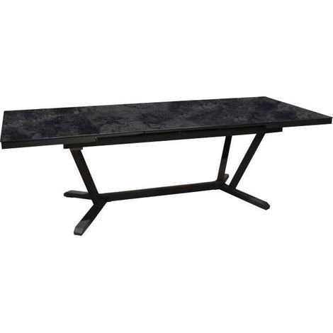 Table de jardin extensible PROGARDEN Proloisirs VITA aluminium graphite/magma plateau céramique Kedra 8 mm (1/4)