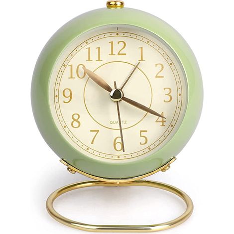 Sveglia silenziosa comodino piccolo orologio tavolo non tic-tac analogico retrò sveglia con pulsante luminoso per tavolo scrivania