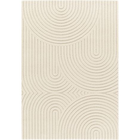 DESIGN GEO - Tapis doux à relief moderne graphique blanc 120x170