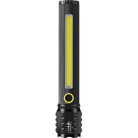 Lampe torche compacte et puissante en alliage d'aluminium rechargeable (modèle longue portée) pour le camping et les activités de plein air, 16,5 cm. (1/5)