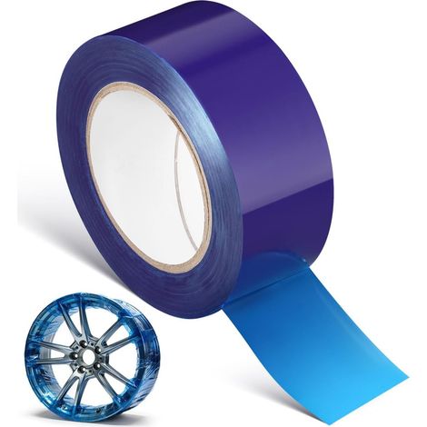 Ruban Adhésif de Protection pour Jantes 19m x 5cm Film de Protection Anti-Rayures en PE Bleu Sécurité de Moyeu et Bord de Jante pour Voiture, Moto et Vélo pour Montage de Pneu (1/5)