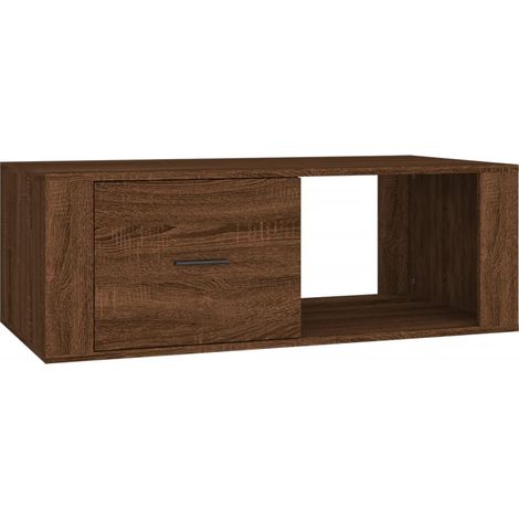 Tavolino con cassetto e vano aperto design rustico 100 x 50,5 x 35 cm legno ingegnerizzato marrone DEC038576
