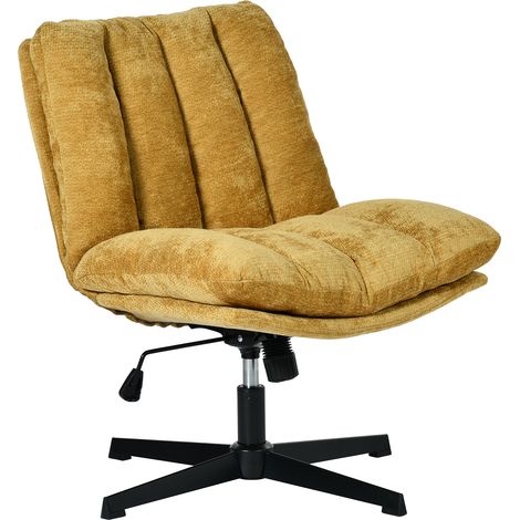 Fauteuil relax réglable et rotatif en tissu chenille jaune, CONFOD (1/5)