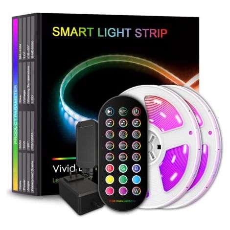 Ruban Led 20M,Bande Led 5050 RGB, Led Ruban Lumineuse Flexible Multicolore avec Télécommande 24 Touches, Utilisé pour la Décoration de Maison de Chambre à Coucher (1/5)