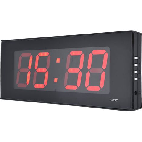 Horloge murale numérique silencieuse à LED à luminosité variable automatique, idéale pour les lieux publics, la maison ou le bureau. Prise US 100-240 V. Modèle 3613, éclairage rouge à une seule heure. (1/5)