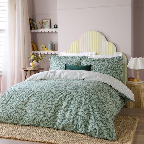 Wylder Brianna Wendebettbezug aus Baumwolle mit Blumenmuster, Doppelbett, Estragon[NX] (1/5)