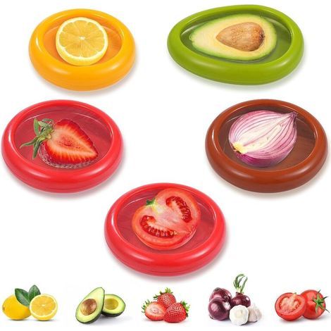 5 Pack Fresh Food Container, Reusable Food Storage Containers Avocado Tomato Lemon Onion Storage Food Preservation Box Suitable for Home Kitchen Refrigerator