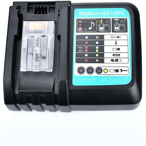 Caricabatterie per batterie agli ioni di litio da 14 V e 18 V con display a LED - Sostituzione per batterie agli ioni di litio Makita BL1850 BL1840B BL1820 BL1815 BL1860 BL1430 BL1450 BL1830 - KZQ (1/4)