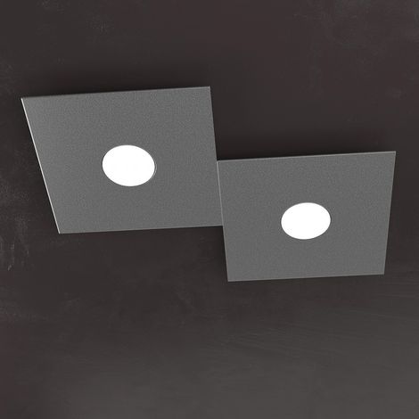 Plafoniera moderna top light eccentric 1156 2l gx53 led metallo lampada parete soffitto, finitura metallo grigio-antracite